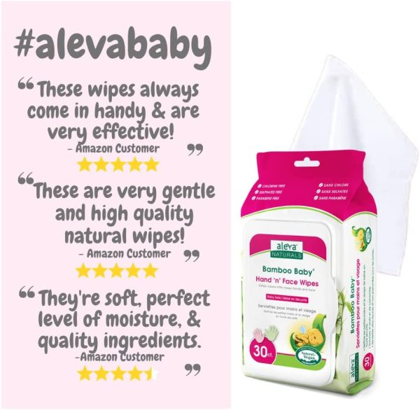 Aleva Naturals Bamboo Baby Hand and Face Wipes -Natural and Organic Ingredients, Cleans and Moisturizes, Extra Strong, and Ultra Soft - 30 count - Image 6