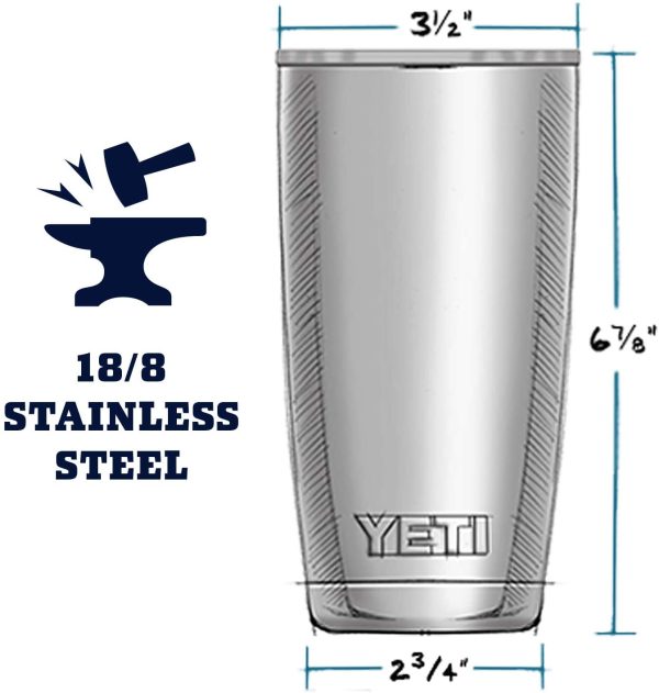 YETI Rambler 20 oz Stainless Steel Vacuum Insulated Tumbler w/MagSlider Lid - Image 6