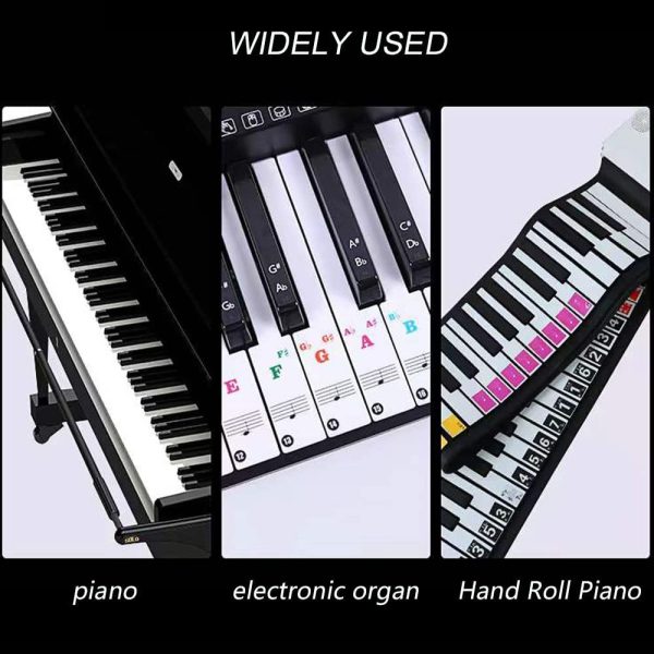 Piano Stickers for Keys, ForSewian Colorful Piano Keyboard Stickers for 88/61/54/49 Keyboard, Removable and Transparent Full Set Stickers for Kids and Beginners Learning Piano - Image 3