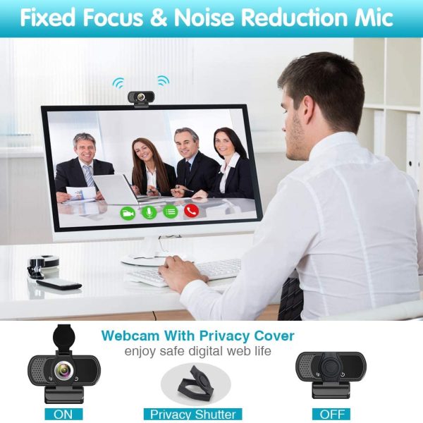 1080P Webcam,Live Streaming Web Camera with Stereo Microphone, Desktop or Laptop USB Webcam with 110 Degree View Angle, HD Webcam for Video Calling, Recording, Conferencing, Streaming, Gaming - Image 3