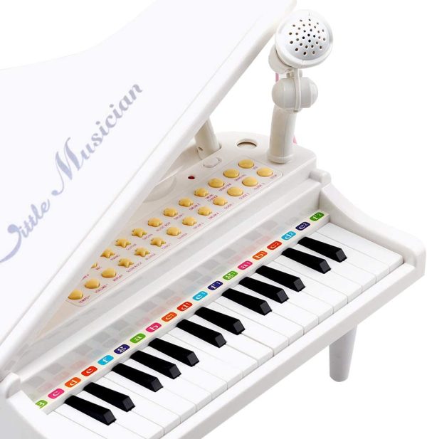 Amy&Benton Piano Keyboard Toy for Kids Piano 31 Keys White Musical Baby Piano Toy with Microphone for 3 4 5 Year Old Toddlers Gifts - Image 3