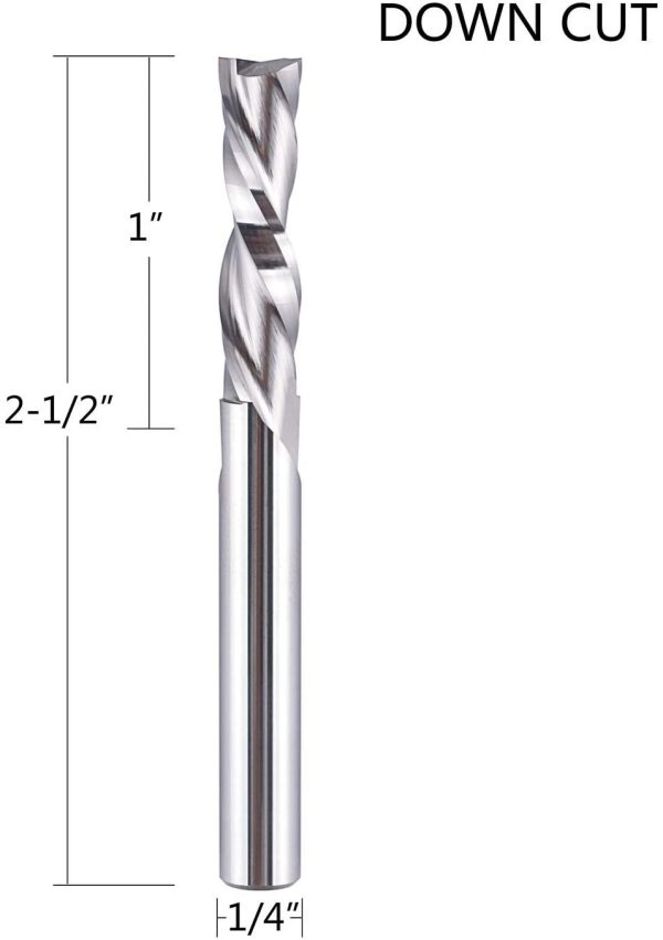 Spiral Router Bits with Down Cut 1/4 Inch Cutting Diameter, 1/4 Inch Shank HRC55 Solid Carbide CNC End Mill for Wood Small Cut, Carving - Image 6