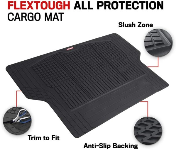 Motor Trend Premium FlexTough All-Protection Cargo Mat Liner ??w/Traction Grips & Fresh Design, Heavy Duty Trimmable Trunk Liner for Car Truck SUV, Black (OF-985-BK) - Image 6