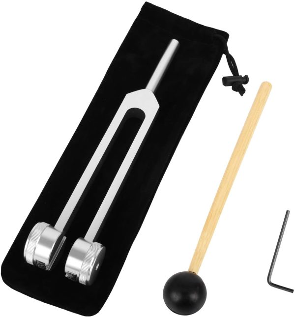 1 PCS Tuning Fork, 128HZ Medical Tuning Fork Aluminum Tuning Fork Instrument with 1 PCS Percussion Hammer Mallet Applied in Clinic Music Room Health Club - Image 3