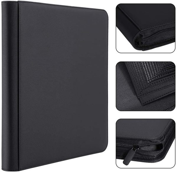 Trading Cards Album, Cards Collectors Album with 20-Side Loading Pocket Binder ?Ӗremium Zip Binder Waterproof Trading Display Holder??yolds Up to 480 Cards - Black - Image 4