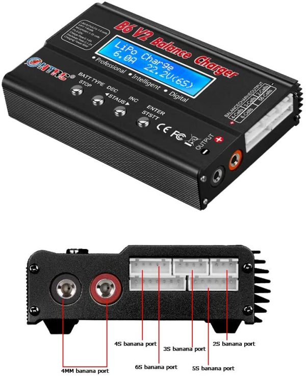 RC Charger 1S-6S LiPo Battery Charger Balance Discharger Digital Battery Pack Charger for NiMH/NiCD/Li-Fe/LiHV/Li-ion Packs with LCD Display Deans Connectors Power Supply(Black) - Image 6