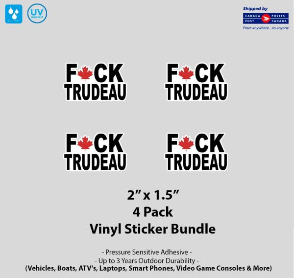 4- Pack 2" x 1.5" F Trudeau Sticker Pack