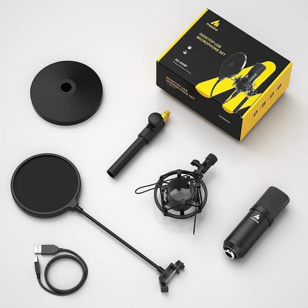 USB Microphone Kit 192kHz/24Bit  AU-A04T PC Condenser Podcast Streaming Cardioid Professional Mic Plug & Play for Computer, YouTube, Gaming, Recording - Image 4