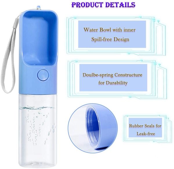 Sofunii Dog Water Bottle Travel Portable Pet Water On The Go Drinking Bowl Dish Dispenser for Dog Walking Hiking Camping Road Trip BPA Free 15 oz Large Capacity - Image 5