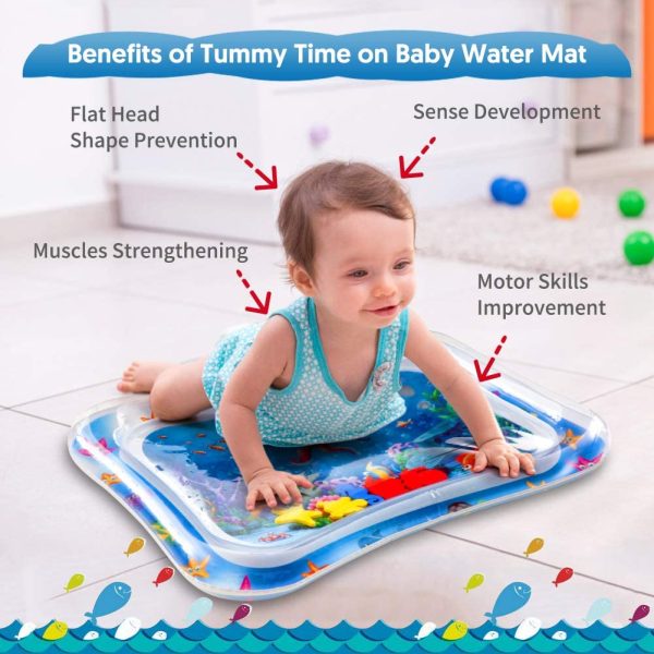 Bellababy Tummy Time Baby Water Mat for Infants & Toddlers Early Development Activities, Sensory Toys Gifts for 3 6 9 12 Months Baby Boy Girl