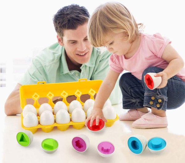 JoyGrow Matching Eggs Toddler Toys, 2.67x2 inch Eggs Color Matching Eggs Set Shape Recognition Learning Educational Toys for Kids Boy Girls (12PCS)