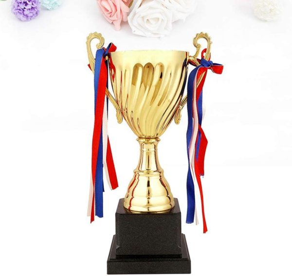 STOBOK Gold Trophy Cup Large Trophy for Sports Tournaments,Competitions, 24.5cm - Image 7