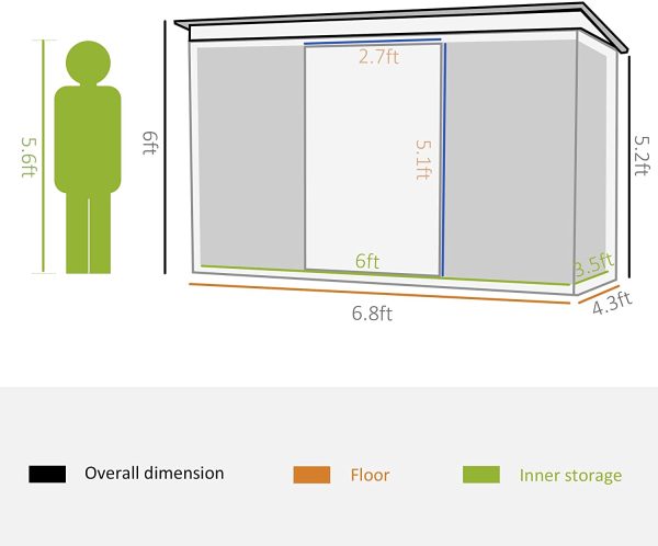 Outsunny 7'x 4' Metal Patio Storage Shed Garden Lockable Shed Tool Utility Storage Unit, Green - Image 8