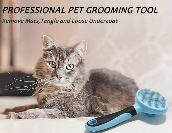 Cat Brush for Shedding, Slicker Pet Grooming Brush for Cat and Small Medium Dog, Self Cleaning Slicker Brush(Blue) - Image 5