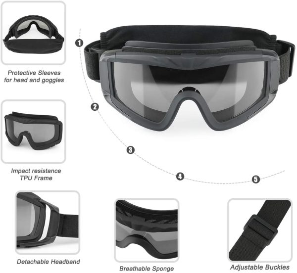 Xaegistac Airsoft Goggles Tactical Safety Goggles Anti Fog Glasses Hunting Cycling - Image 4