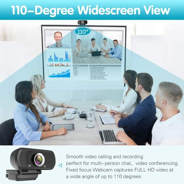 1080P Webcam,Live Streaming Web Camera with Stereo Microphone, Desktop or Laptop USB Webcam with 110 Degree View Angle, HD Webcam for Video Calling, Recording, Conferencing, Streaming, Gaming