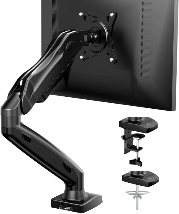 Single Monitor Desk Mount, Adjustable Monitor Mount Desk Stand, Monitor Stand with Clamp and Grommet Base - Fits 17 to 27 Inch LCD Computer Screen Monitors 4.4 to 14.3lbs - Image 8