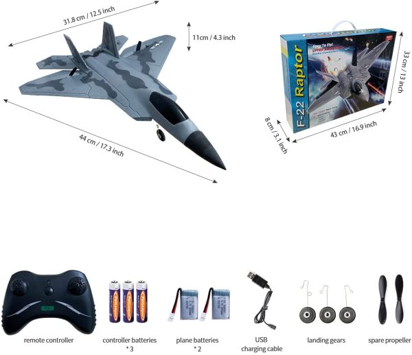 2 Channel RC Airplane, F-22 RC Plane Ready to Fly, 2.4GHz Remote Control Airplane, Easy to Fly RC Glider for Kids & Beginners - Image 2