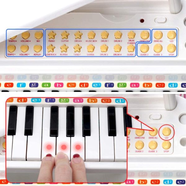 Amy&Benton Piano Keyboard Toy for Kids Piano 31 Keys White Musical Baby Piano Toy with Microphone for 3 4 5 Year Old Toddlers Gifts - Image 7