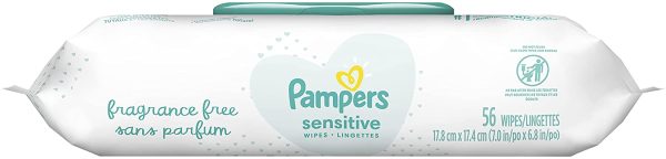 Baby Wipes, Pampers Sensitive UNSCENTED 1X Pop-Top, Hypoallergenic and Dermatologist-Tested, 1 Pack, 56 Count - Image 2