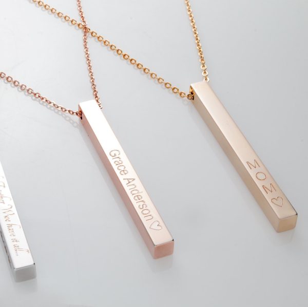 Men's Necklace Same Day Shipping For Him Mens Cube Personalized Bar Necklace Customized necklace 16k Gold Silver Rose gold -Plated Delicate Boy Necklace ID Birthday Best Graduation Day gift - Image 5