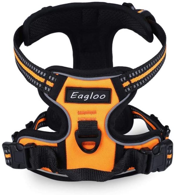 No Pull Dog Harness with Front Clip, Walking Pet Harness with 2 Metal Ring and Handle Reflective Oxford Padded Soft Vest for Small Medium Large Breed (Medium, Orange) - Image 5