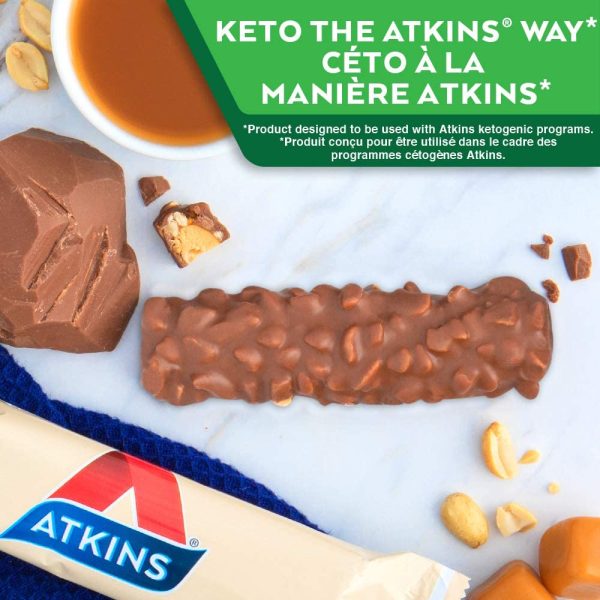 Atkins Snack Bars - Caramel Chocolaty Nut Roll, 2g Sugar, Keto-Friendly, High Fibre 5 count - Image 7