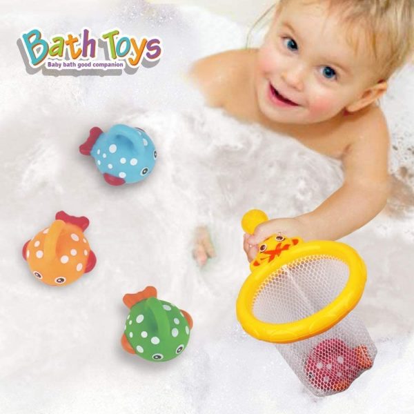 Baby Bath Toys Mold Free Fishing Games Water Pool Bathtub Toy for Toddlers Kids Infant Girls and Boys for 18 Month+ Fun Bath Time Bathroom Tub Wind Up Swimming Whales Fish Set