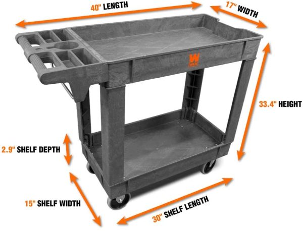 WEN 73009 500-Pound Capacity 40 by 17-Inch Two-Shelf Service Utility Cart