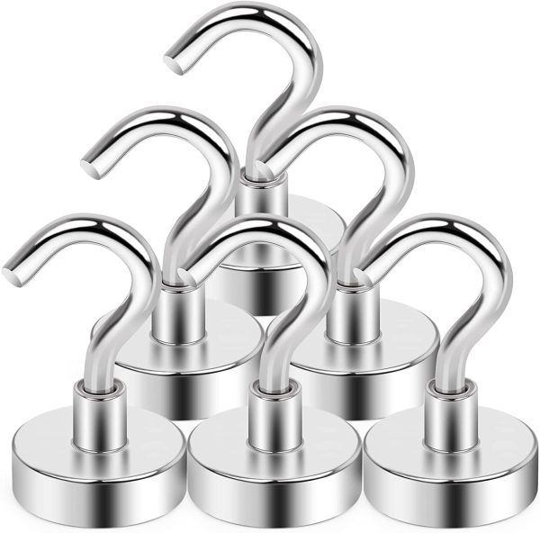 Magnetic Hooks Heavy Duty, 28Lbs Strong Rare Earth Neodymium Magnets with Hooks for Hanging, Magnetic Hanger Strong Cruise Hooks for Kitchen, Home, Workplace, Office and Garage, Pack of 6 - Image 7