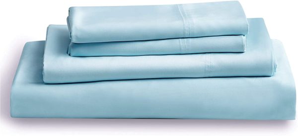 3PCs Sheets Set Twin XL Spa Blue - Cooling Breathable 100% Viscose from Bamboo Bed Sheets for Twin XL Size Bed with Deep Pocket - Image 4