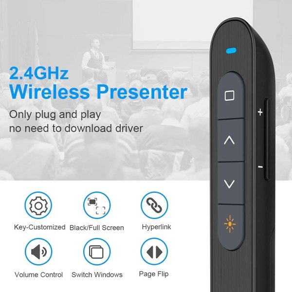 Wireless Presenter, 2.4GHz USB Control Presentation Clicker PPT PowerPoint Remote for Mac, Keynote, Laptop, Google Slides - Support Hyperlink and Volume Control - Image 3