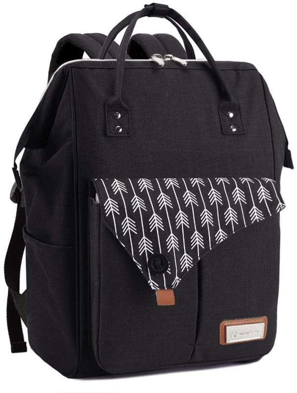 Lekebaby Diaper Bag Backpack, Large Diaper Backpack for Baby and Mom in Black with Arrow Print - Image 3