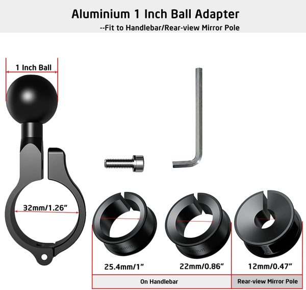 2PCS Aluminium 1" Ball Base for Handlebar Mounts, iMESTOU Ball Adapters Fit for Ram/iMESTOU Phone Mounts with 1" Ball Sockets - Image 5