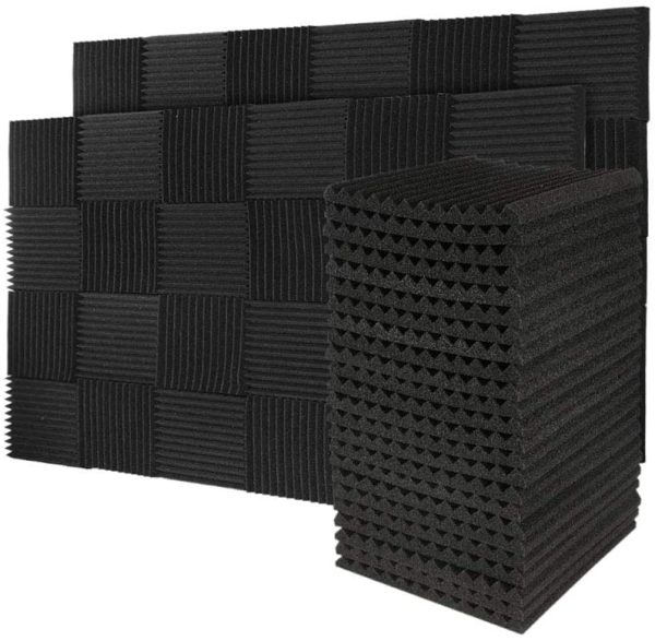 50 Pack BLACK Acoustic Panels Studio Foam Wedges 1" X 12" X 12"Sound-proofing,Sound Absorption (50pcs, Black) - Image 2