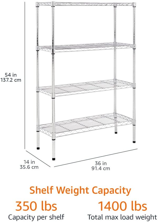 AmazonBasics 4-Tier Wire Storage Shelves Rack, Chrome - Image 4