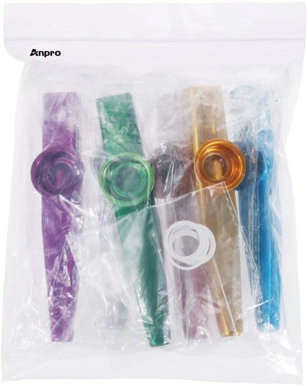 Anpro Set of 6 Colorful Mouth Kazoo with 6 Membrane Flute, Music Instrument Toy for Kids, Music Lover - Image 4