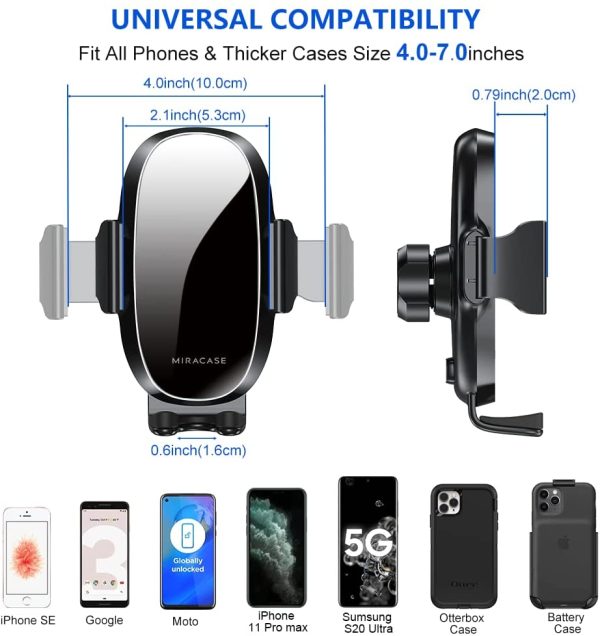 [Holder Expert Generation] Miracase Universal Phone Holder for Car, Vent Car Phone Holder, Cell Phone Holder Mount Compatible with iPhone 13 Series/12/11/XS/XR,Google,Samsung and All Phones,Black - Image 2