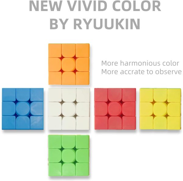 RYUUKIN Speed Cube 3x3,Puzzle Cube,Fast Smooth Turning Ultra Durable Magic Cube with Bright Colorful Stickerless Tiles for Teenagers,Flexible Easy Turning for Brain,Develop Intelligence - Image 3