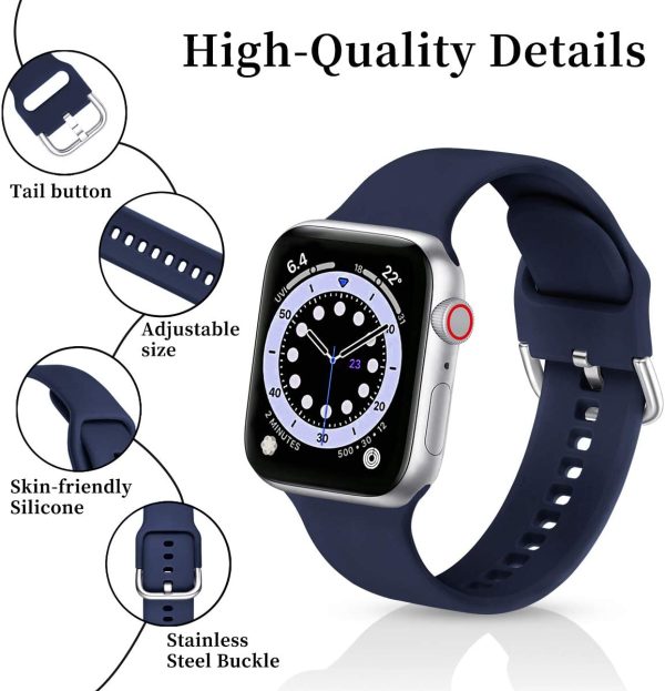 6 Pack Sport Band Compatible with Apple Watch Band 38mm 40mm 41mm 42mm 44mm 45mm iwatch Bands Series 7 6 5 4 3 2 1 SE Bracelet Soft Silicone Sport Straps for Women and Men,eCamframe - Image 7