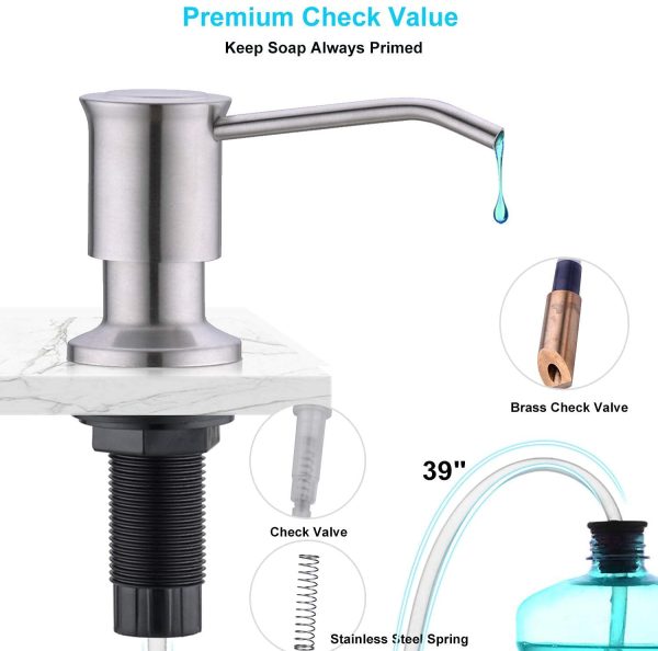 Soap Dispenser for Kitchen Sink with Extension Tube Kit, Dish Lotion Dispenser Countertop Soap Dispenser Pump with 39inch Extension Tube Kit, Large Capacity 17 OZ Bottle - Easy Installation - Image 5