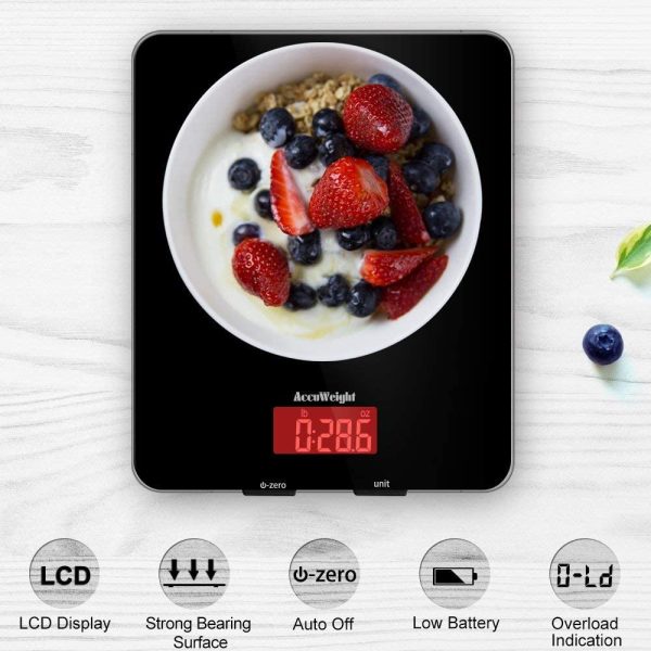 201B Digital Kitchen Scale Multifunction Meat Food Scale Tempered Glass Surface with LCD Display for Baking Kitchen Cooking Max Weight 5000g - Image 2