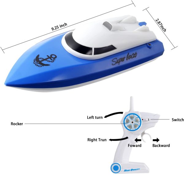 Remote Control Boat for Pools,12+ mph RC Boat with 2 Rechargeable Battery, 2.4 GHz Pool Boat Toys for Kids (Only Works in Water,Two Kinds of Remote Controls Shipped Randomly) - Image 7