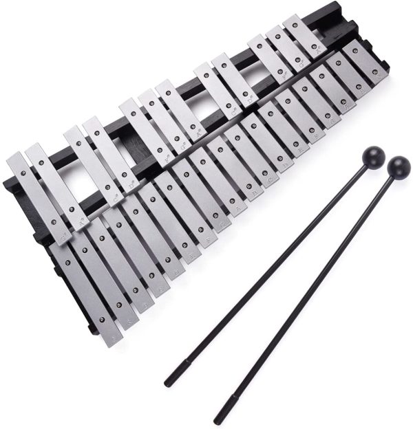 Taruor Glockenspiel,Foldable 30 Note Glockenspiel Xylophone Wooden Frame Aluminum Bars Educational Percussion Musical Instrument Gift with Carrying Bag