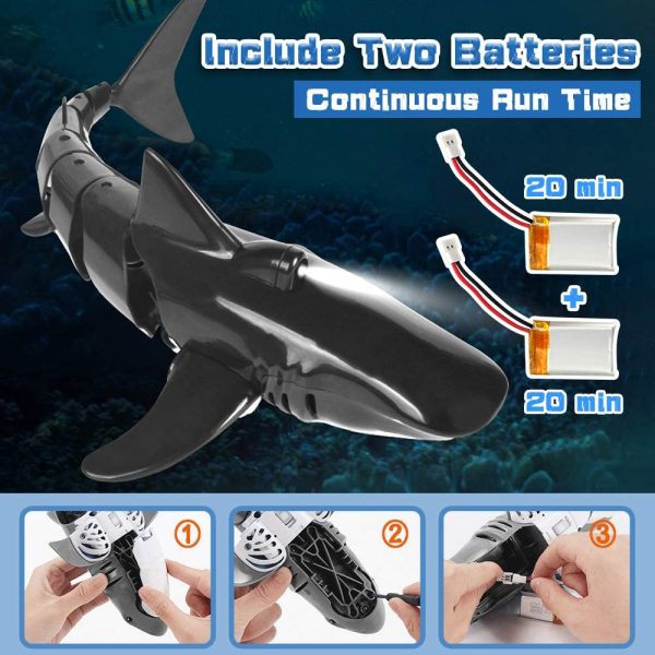 2.4G Remote Control Shark Toy 1:18 Scale High Simulation Shark Shark for Swimming Pool Bathroom Great Gift RC Boat Toys for 5+ Year Old Boys and Girls - Image 2