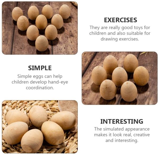 STOBOK Wooden Eggs for Crafts Easter Decorations Unfinished Wood Eggs Easter Eggs Ornament Gift for Kids Easter Art and Creative DIY Crafts - 20 Pieces, 4.5cm