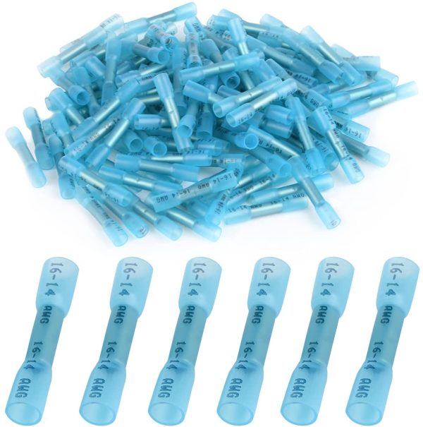 130 Pieces Heat Shrink Butt Connectors Kit, 16-14 AWG Blue Insulated Waterproof Electrical Wire Connectors Automotive Wire Crimp Terminals Butt Splices - Image 4