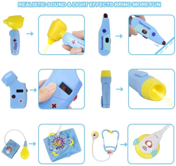 Kids Doctor Kit Toys- 35pcs Pretend Play Medical Set Dentist Surgeon with Doctor Costume and Caps for Boys Girls() - Image 6