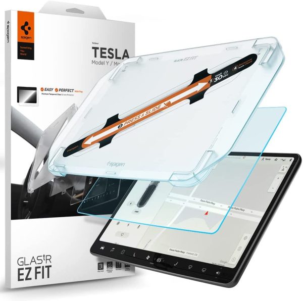 Tempered Glass Screen Protector [GlasTR EZ FIT] Designed for Tesla Model 3 / Y Dashboard Touchscreen - Matte/Anti Fingerprint - Image 3