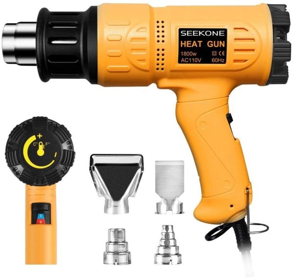 Heat Gun 1800W Heavy Duty Hot Air Gun Kit Variable Temperature Control with 2-Temp Settings 4 Nozzles 122℉~1202℉（50?? 650℃）with Overload Protection for Crafts, Shrinking PVC, Stripping Paint - Image 8